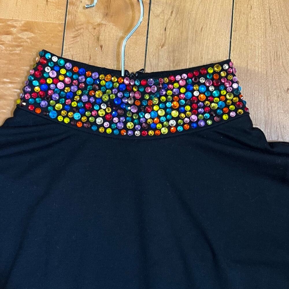 L'agence Emily Multi Jeweled High Neck Zip Back Sleeveless Top Black Size M - Picture 5 of 6